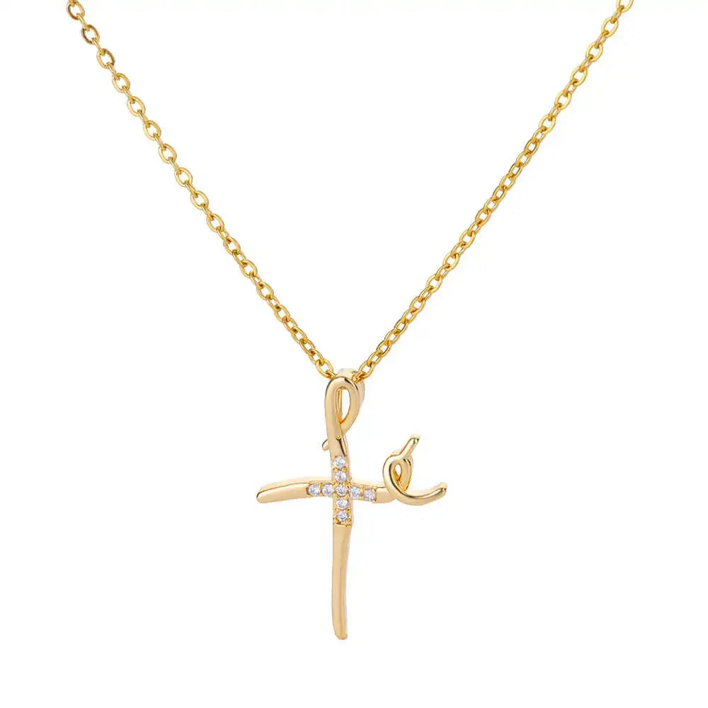 Gold Zircon Cross Necklaces