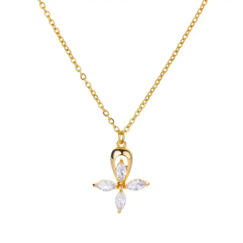 Gold Zircon Cross Necklaces