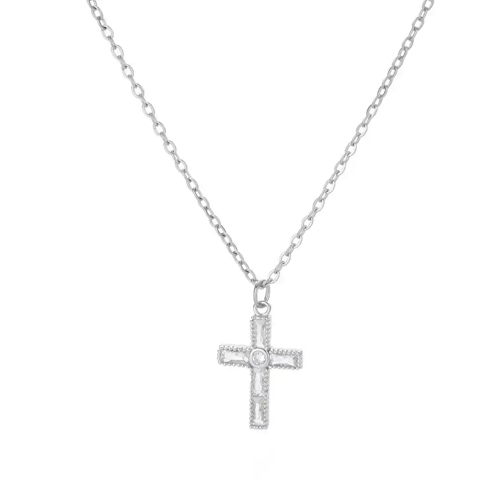 Gold Zircon Cross Necklaces